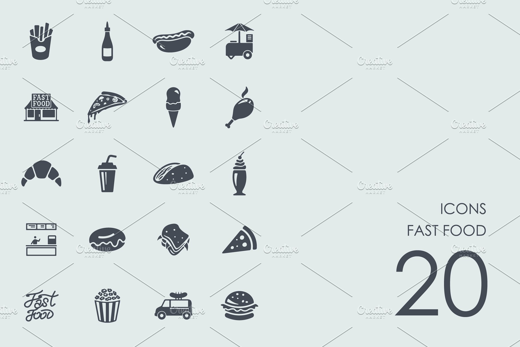 西式快餐主题图标 Fast food icons插图(1)