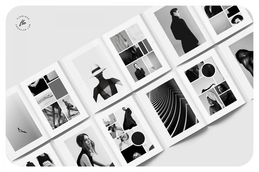 SUNDAY时尚黑白摄影图册设计模板插图(4)