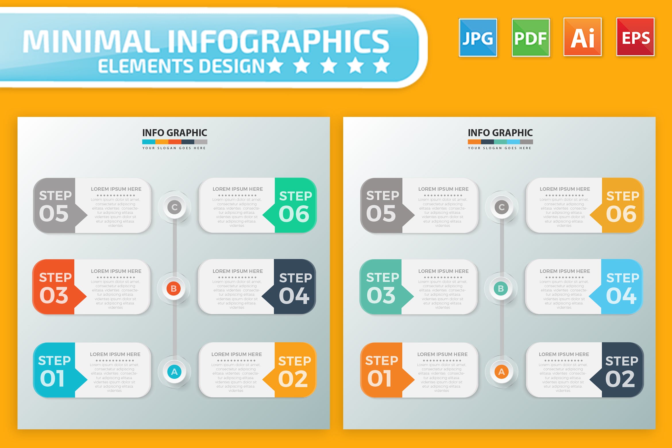 流程步骤图形信息图表设计素材 Infographic Elements插图