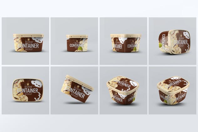 牛奶巧克力冰淇淋雪糕杯甜食包装样机 Ice Cream Packages Mock-Up Bundle插图(2)