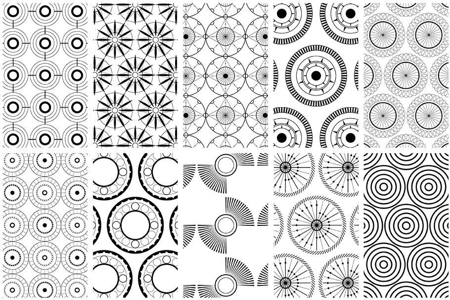 高端大气几何圆形图案纹理 Geometric Circles Patterns Set插图(5)