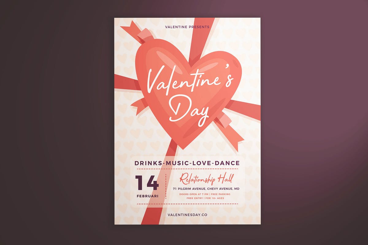 情人节主题节日海报设计模板 Valentine’s Day Flyer Vol. 01插图