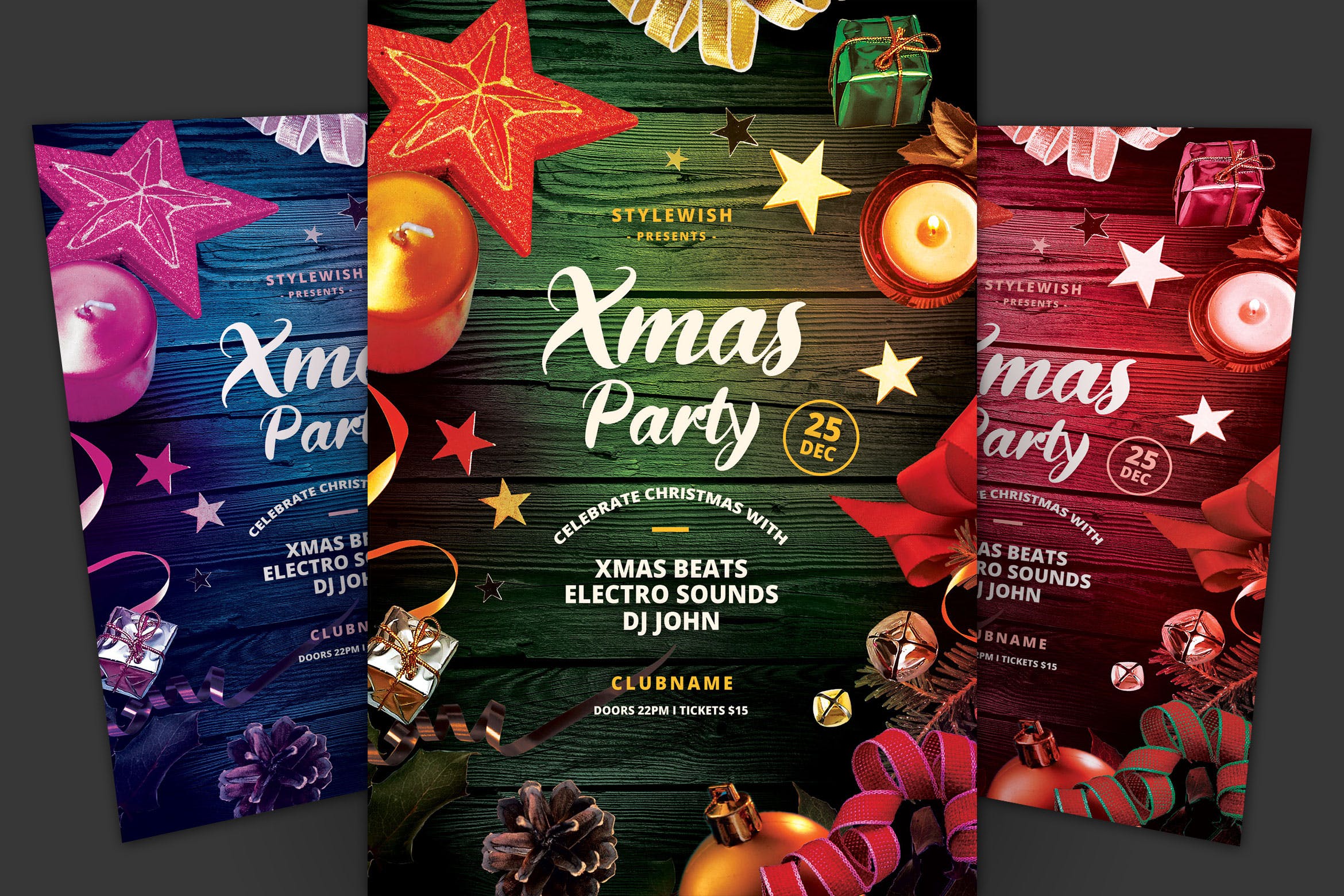 圣诞节狂欢派对活动宣传海报传单模板 Xmas Party Flyer插图