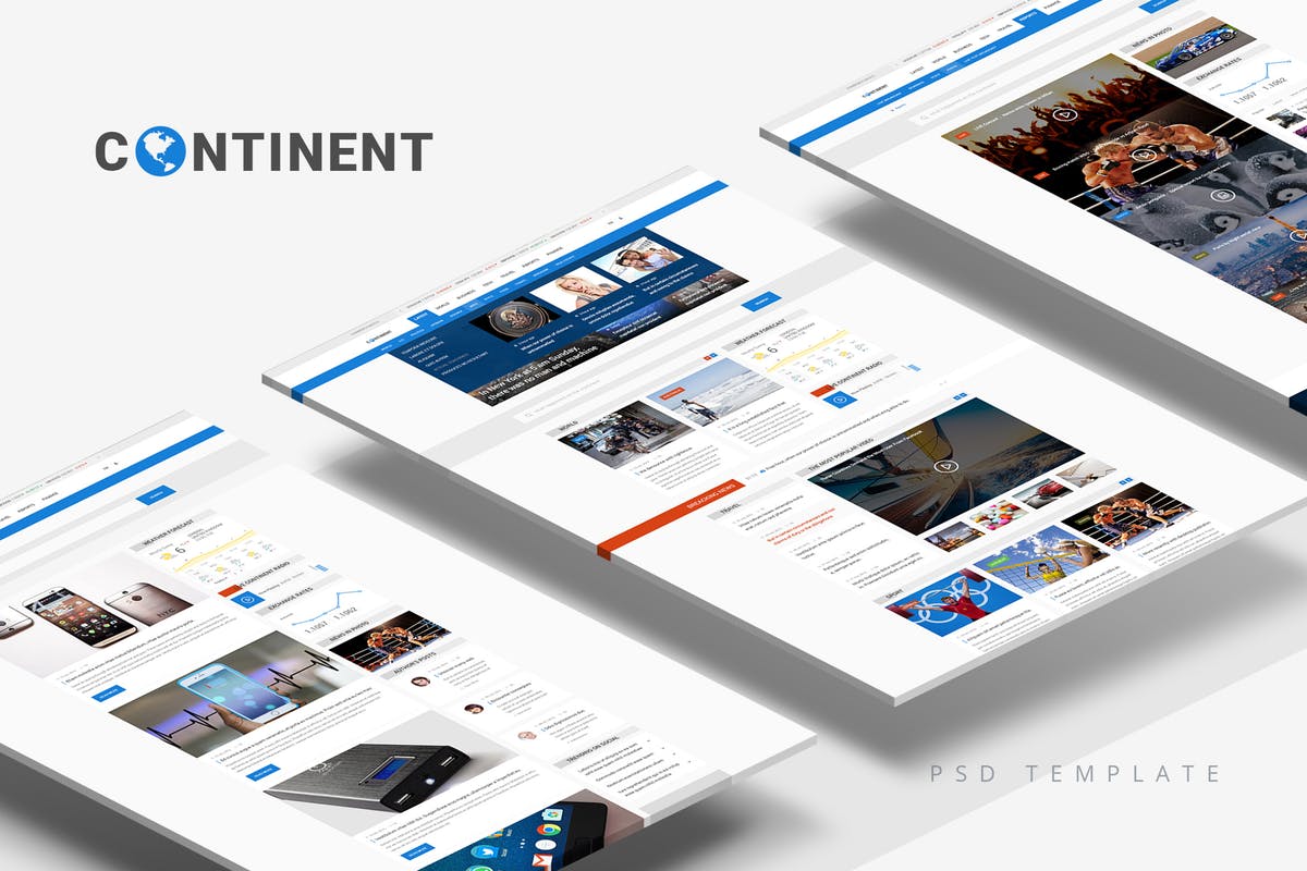 简约多用途在线新闻网站PSD模板 Continent — Multipurpose News PSD Template插图