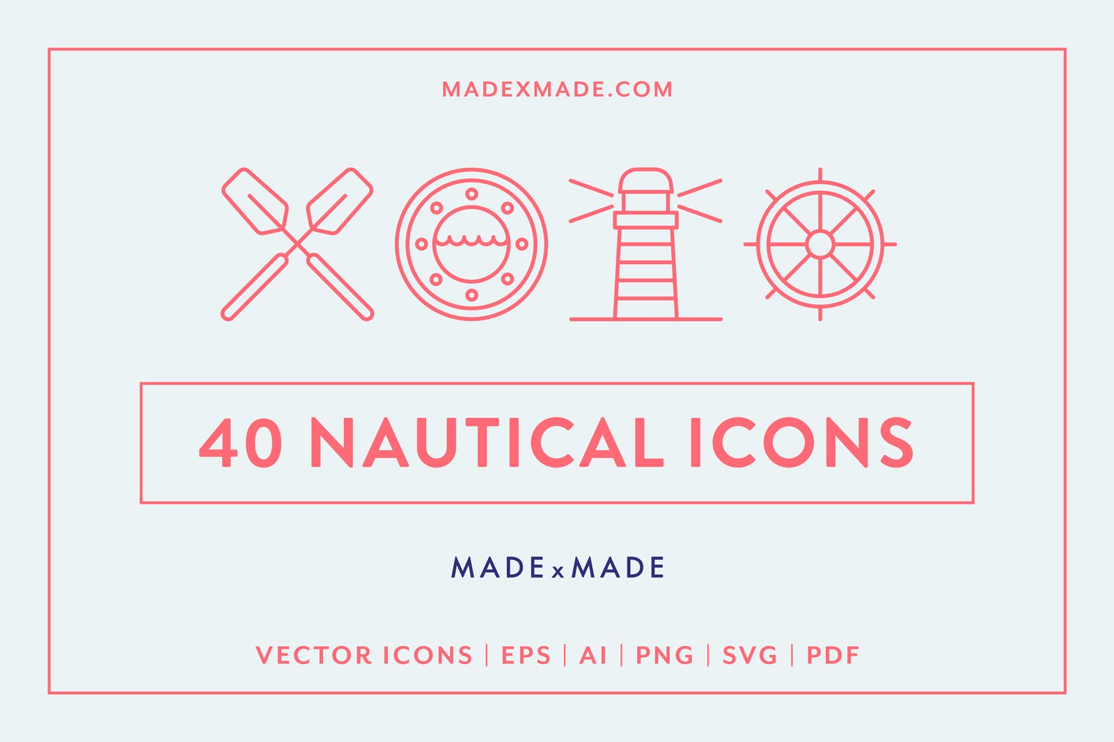 40个航海主题图标 40 Free Nautical Icons插图