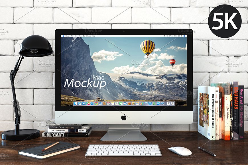 5K高清分辨率 iMac 苹果一体机样机 iMac mockup – 5k (Loft)插图