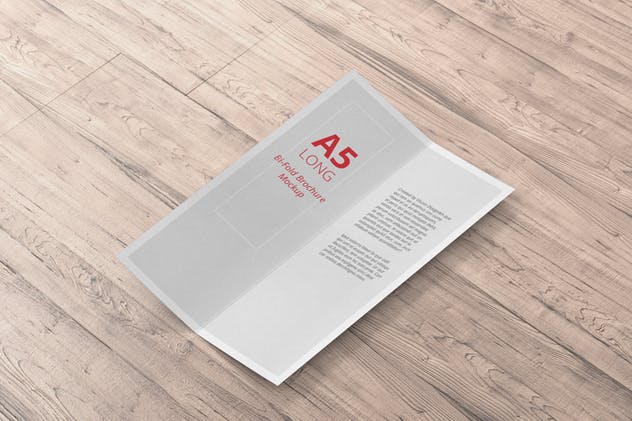 A5长方形双折页餐牌/宣传册样机 A5 Long Bi-Fold Brochure Mock-Up插图(2)