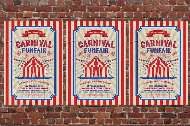 复古嘉年华和游乐场活动海报制作模板 Retro Carnival and Funfair插图(3)