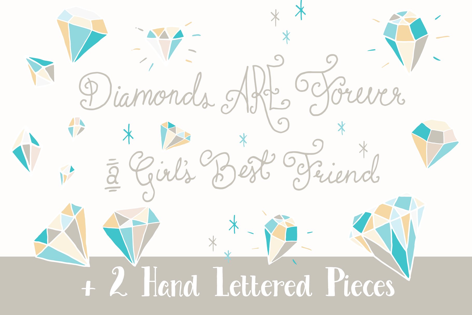 手绘不规则蓝色宝石钻石时尚插画 Blue Diamonds Clip Art – Vector插图(2)