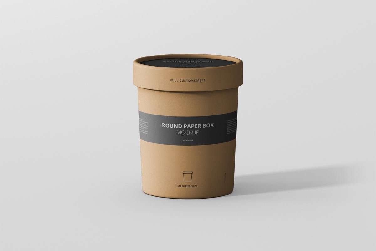 茶叶/咖啡中等尺寸纸筒包装样机模板 Paper Box Mockup Round – Medium Size插图