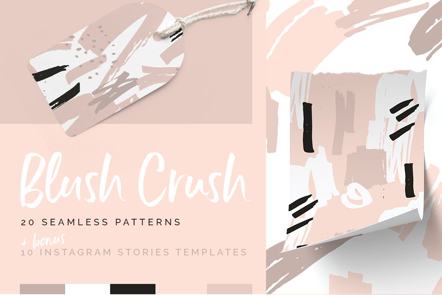 抽象图案笔刷&Instagram贴图模板 Abstract Brushed Patterns & Stories插图