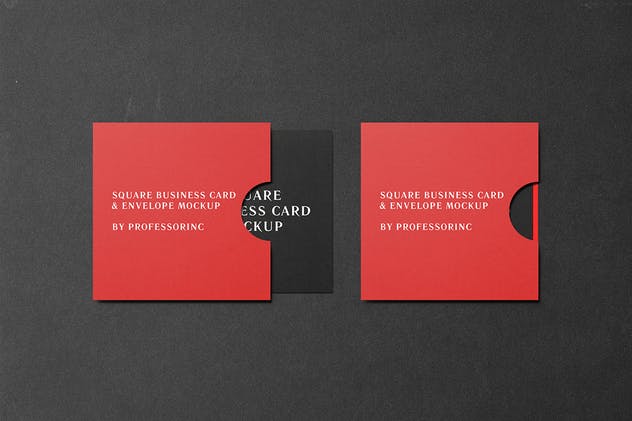 黑色方形商业名片样机模板 Square Business Card Mockup – Black Edition插图(6)
