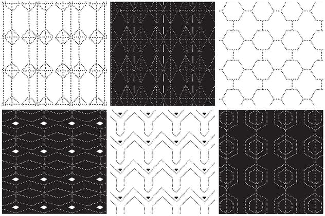 规则对称虚线矢量图案素材 Dotted Vector Patterns & Tiles插图(8)