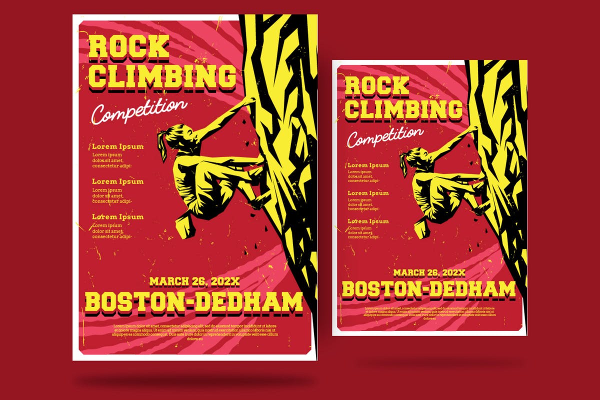 攀岩极限运动传单海报设计PSD模板v1 Rock Climbing Flyer插图