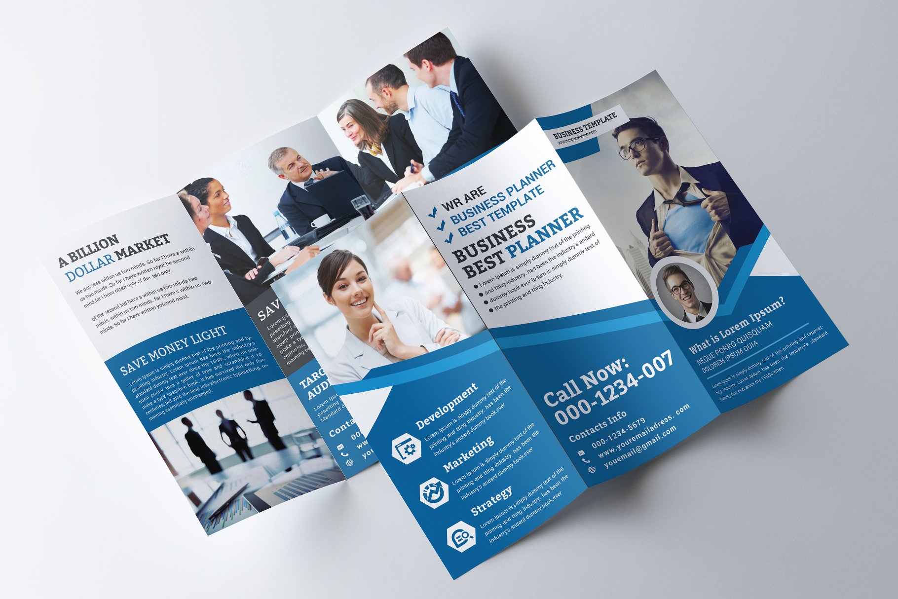 企业合作推广三折页宣传单手册模板 Corporate Trifold Brochure插图(3)
