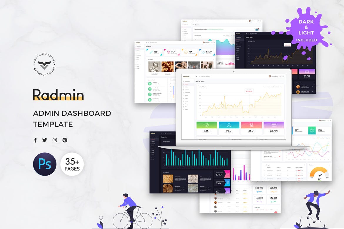 Web应用程序管理后台UI设计套件 Radmin Admin Dashboard UI Kit插图(1)