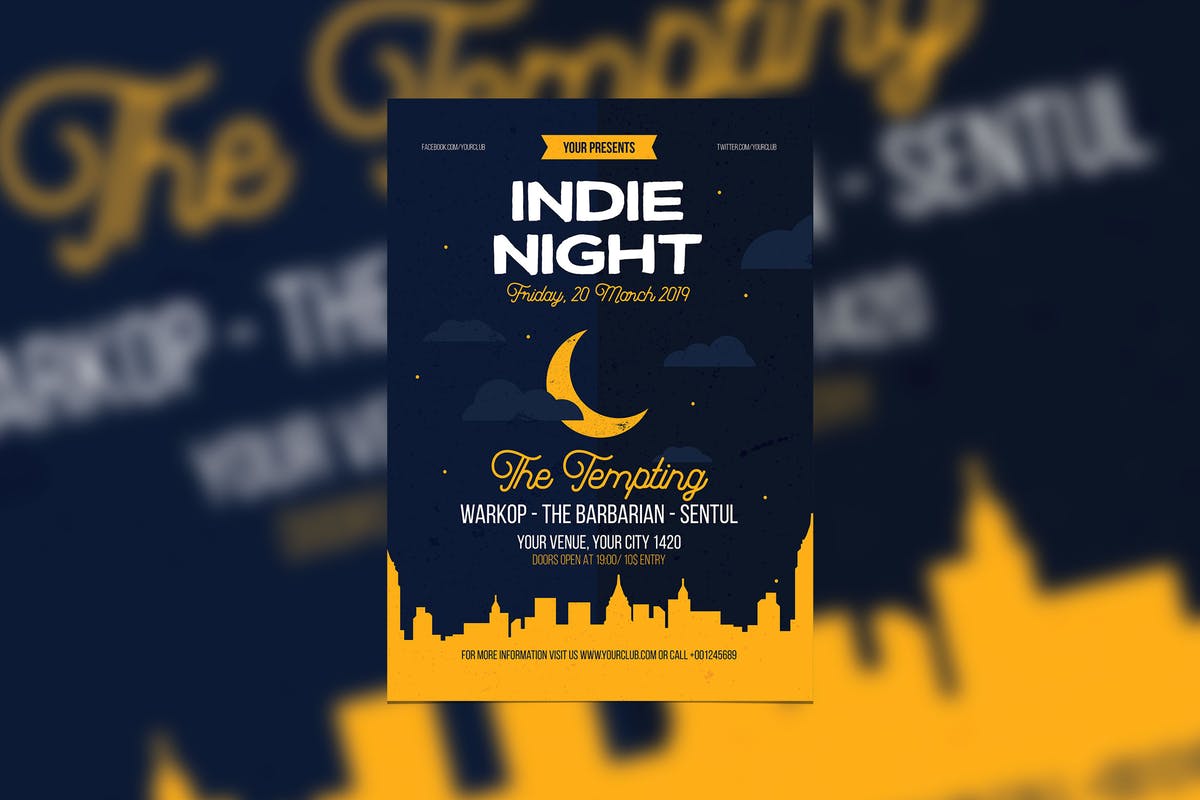 独立游戏之夜活动海报设计模板 Indie Night插图