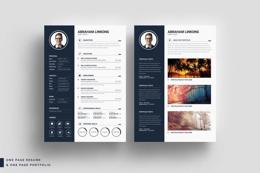 经典实用个人简历表设计模板 Modern Resume 3 Pages插图(1)