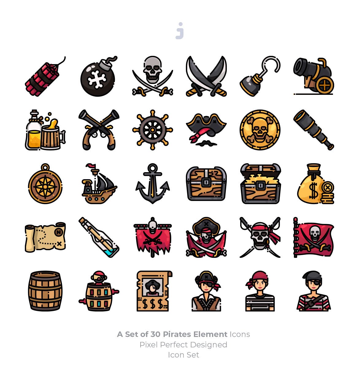 30枚海盗元素矢量图标素材 30 Pirates Element Icons插图(1)