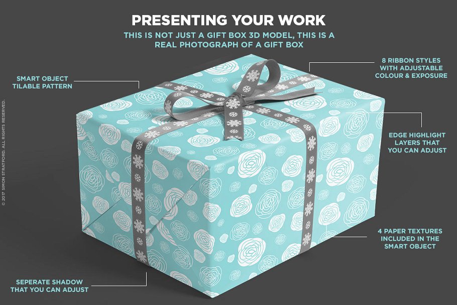礼品盒包装盒样机 Gift box mockup for photoshop插图(6)
