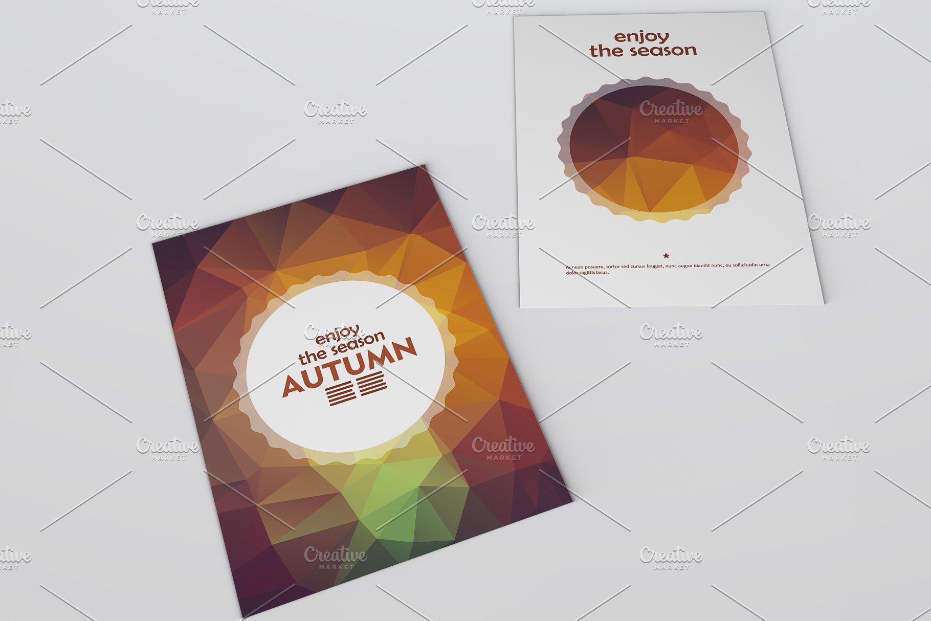 秋天配色抽象图形小册子模板 Set of Autumn brochures插图(3)