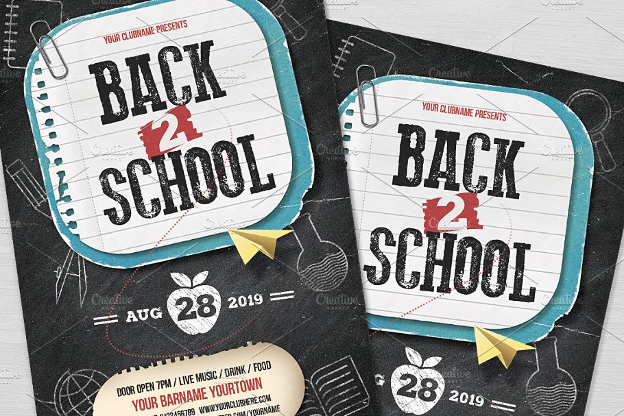重返校园系列派对活动宣传单页模板 Back 2 School Flyer插图(1)