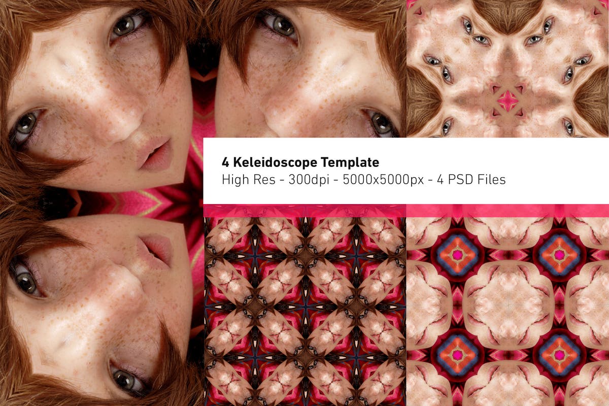 有趣的万花筒特效PSD分层模板 Kaleidoscope Templates插图