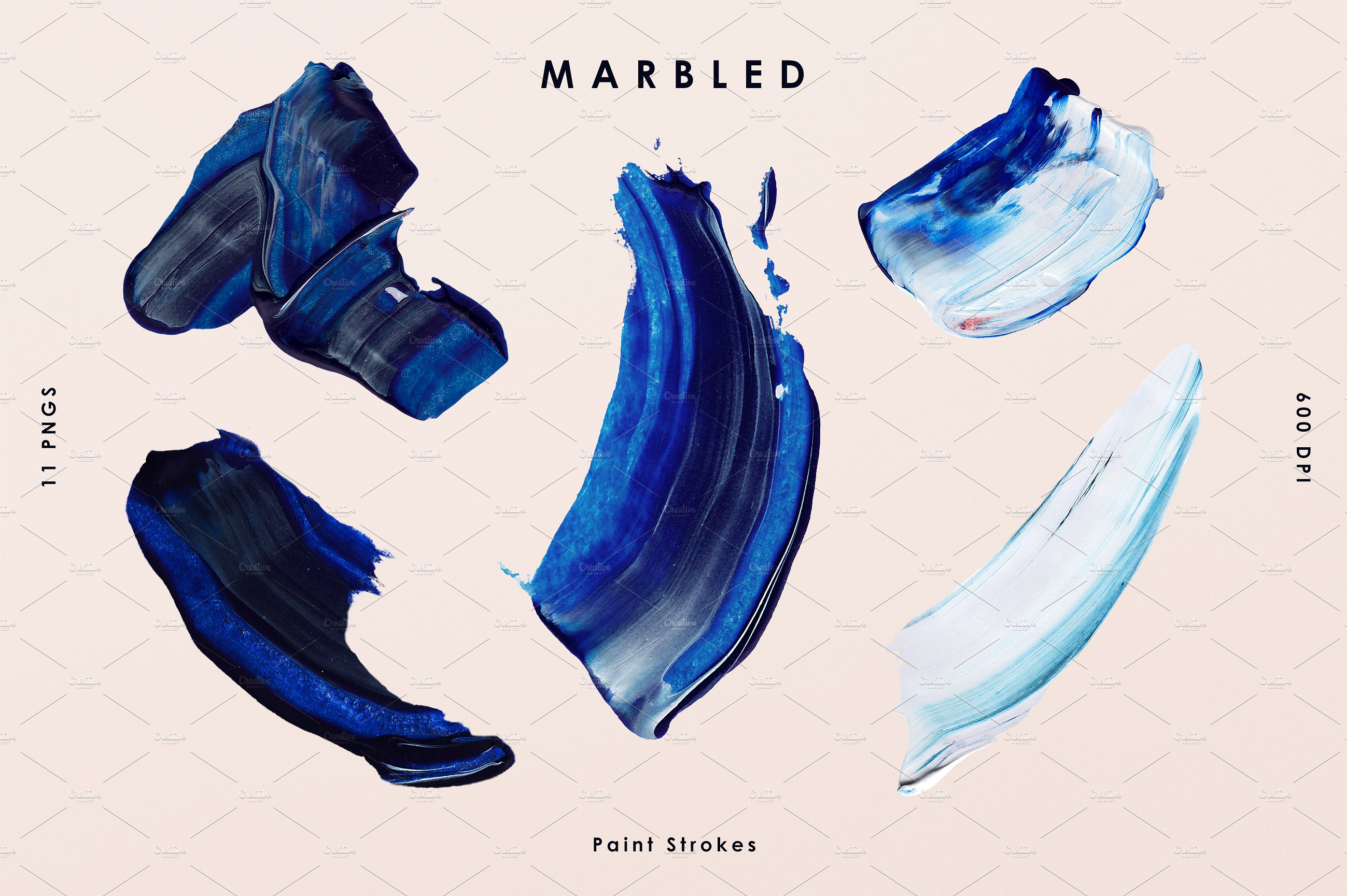 蓝色大理石油画泼墨纹理 Blue Marbled; Paint Strokes插图(6)