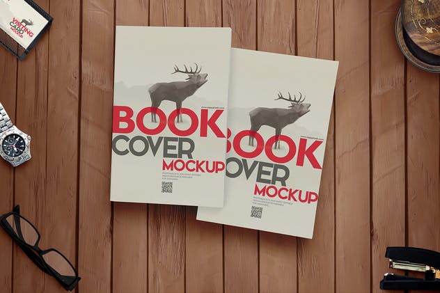 简装书籍封面样机设计模板 Book Mockups插图(1)