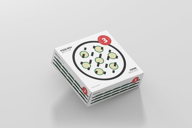 披萨外卖外带包装盒样机 Pizza Box Mockup – Triple Pack插图(4)