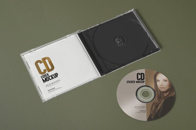 经典圆盘音乐CD封面样机模板 6 CD Cover Mockups插图(5)
