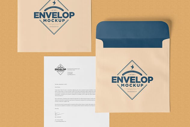独特个性方形企业信封样机 Unique Square Shaped Envelope Mockups插图(1)