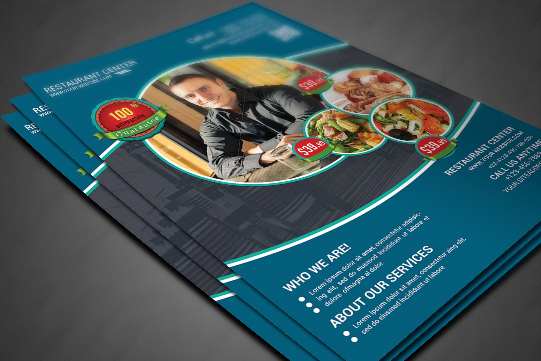 西餐厅外卖菜单设计PSD模板 Best Food Resto – Restaurant Flyer插图(2)