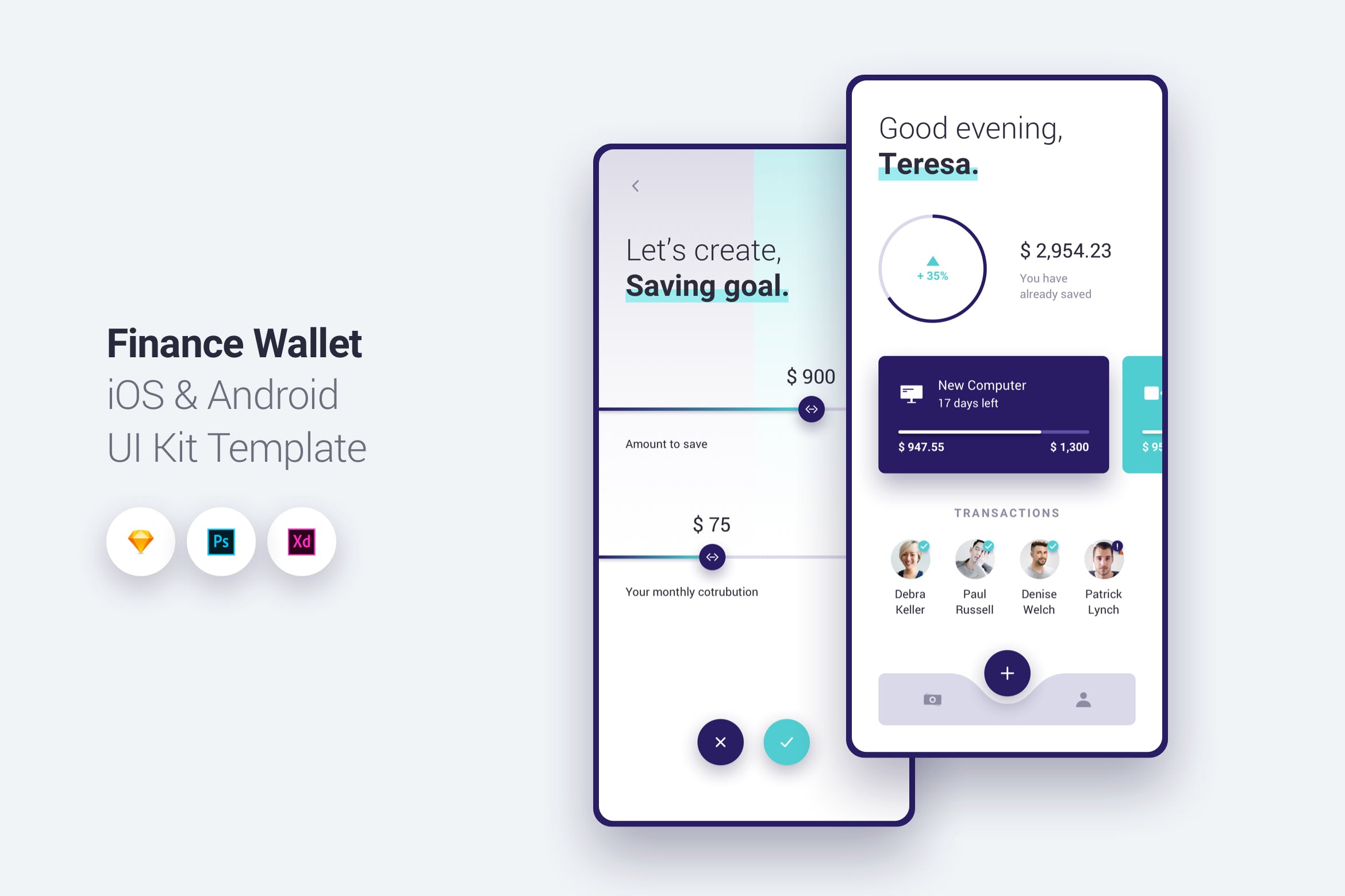 电子钱包APP应用交互界面UI设计套件v1 Finance Wallet App iOS & Android UI Kit Template 1插图