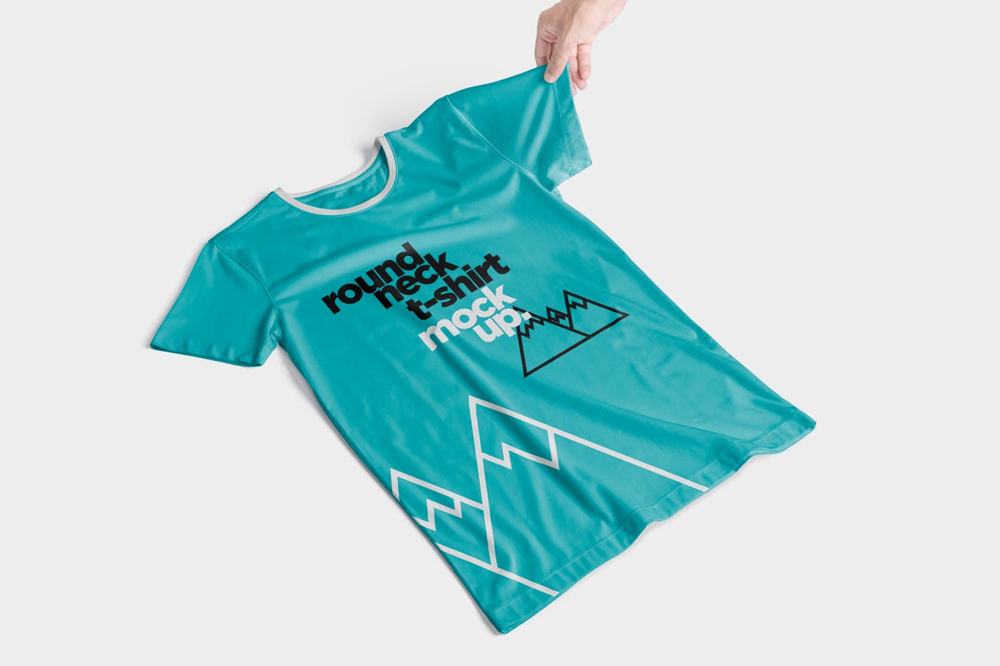 圆领T恤服装印花设计效果展示样机 Round-Neck T-Shirt Mockups插图(2)