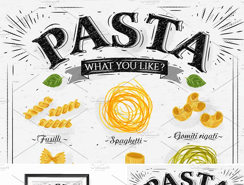 意大利面食面馆海报模板 Pasta Poster插图
