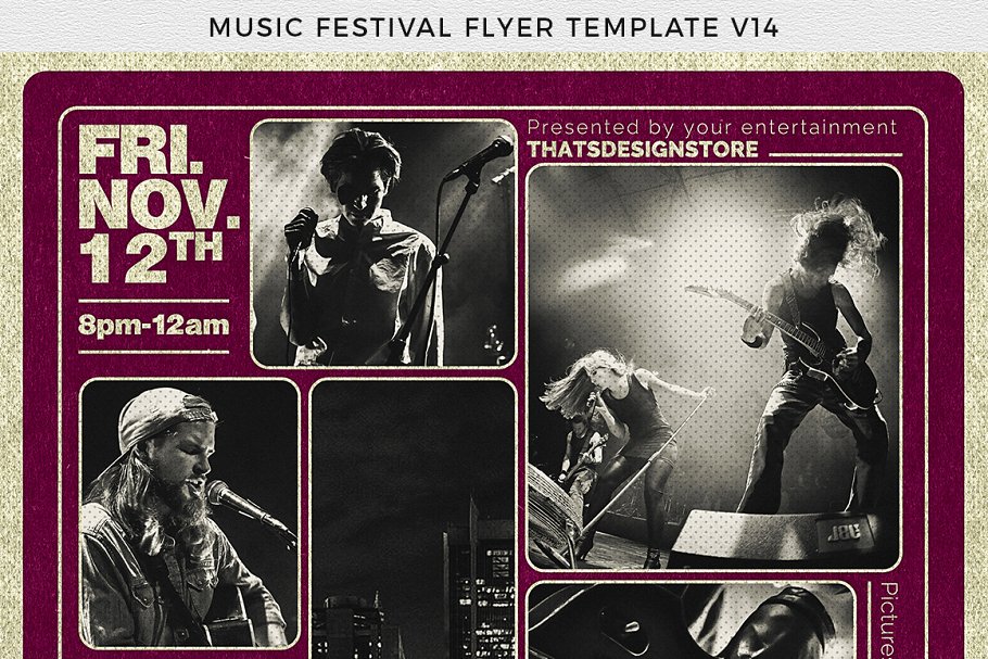 重金属摇滚音乐节传单PSD模板v14 Music Festival Flyer PSD V14插图(13)