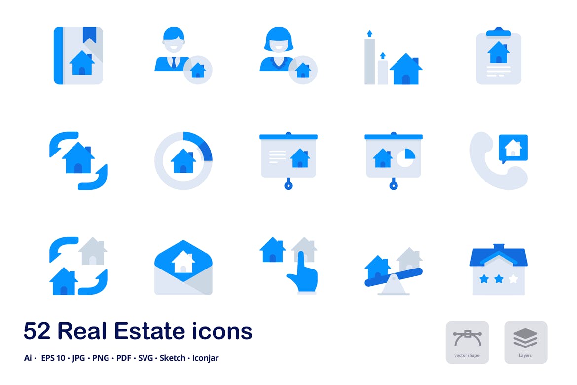 租房房地产销售主题双色调扁平化图标 Real Estate Accent Duo Tone Icons插图(2)
