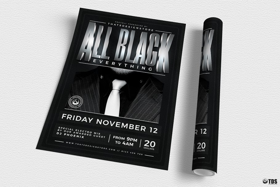 黑色暗色调派对活动宣传单设计PSD模板V4 Black Party Flyer PSD V4插图(2)