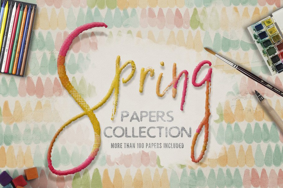 春季大自然色彩纸张包装纸纹理 Spring Digital Papers Collections插图
