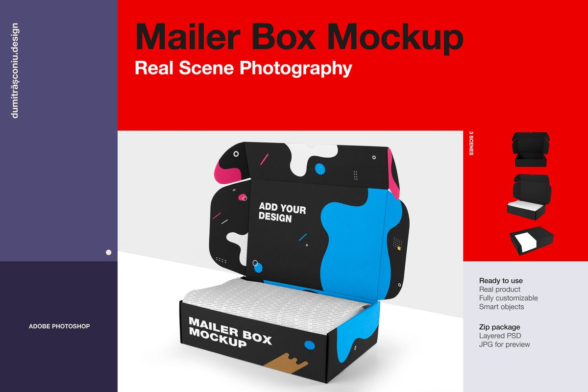 礼品盒/鞋盒/快递包装样机模板 Craft Mailer Box Mockup插图