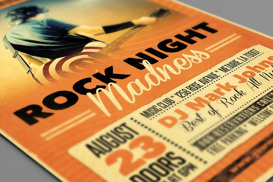 摇滚之夜活动海报传单模板  Rock Night Grunge Flyer插图(2)
