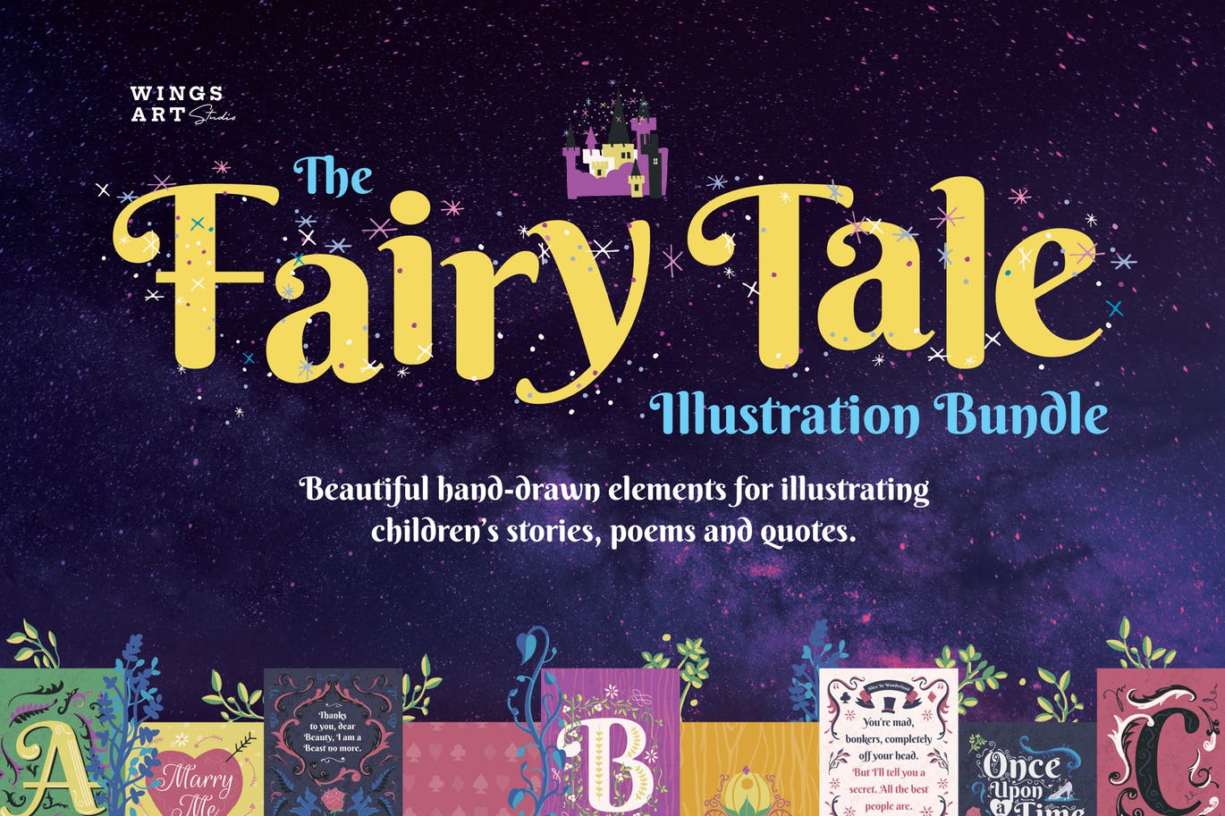 梦幻童话手绘矢量插画素材包 Fairy Tale Illustration Bundle插图