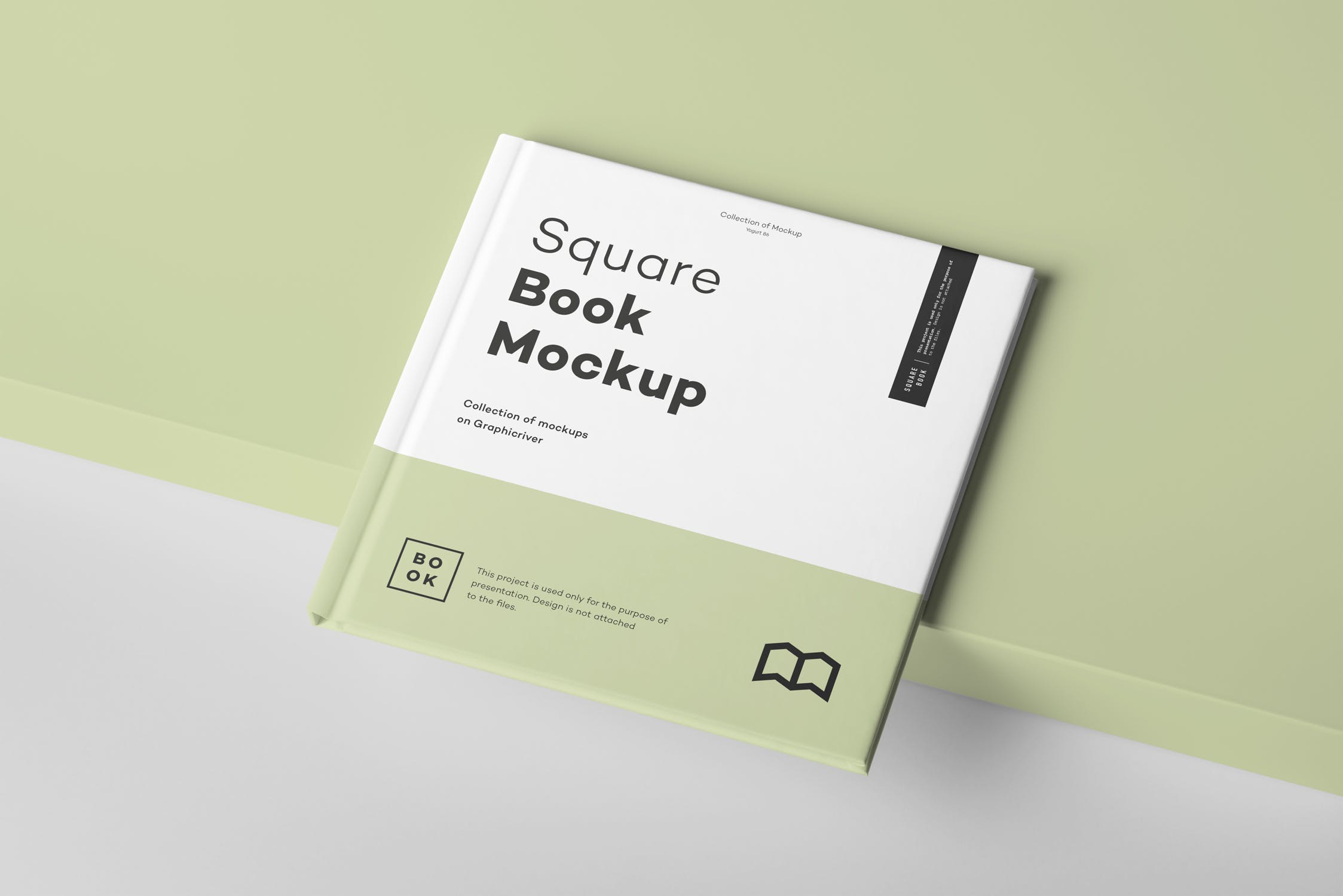 方形精装图书封面&内页版式设计预览样机 Square Book Mock up 2插图(1)