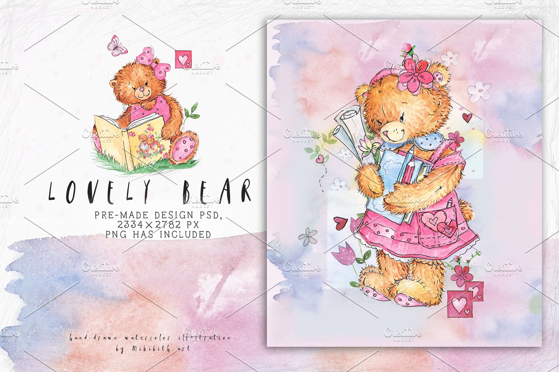 可爱熊与老鼠手绘剪切画素材 SO LOVELY BEARS+ 1 MOUSE :)插图(5)
