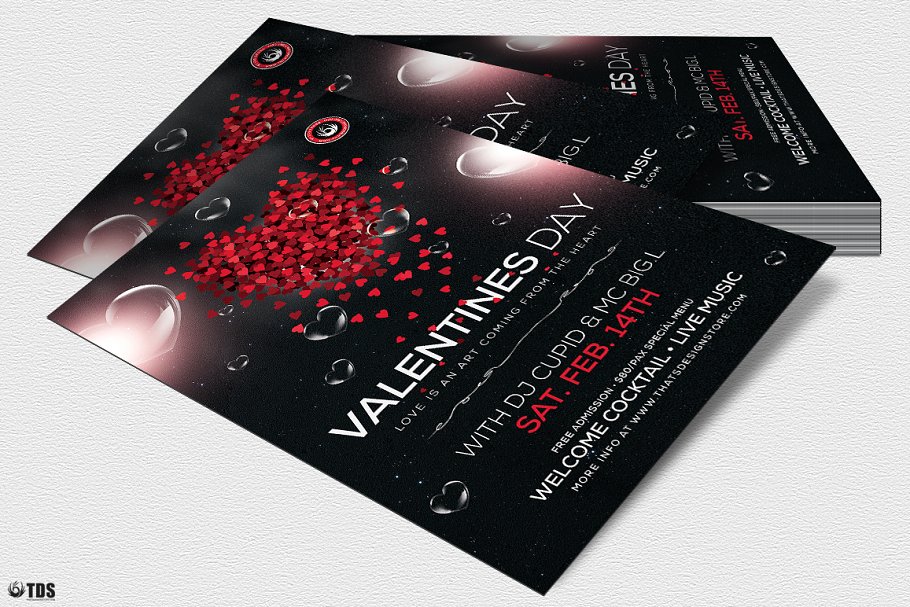 甜蜜情人节活动宣传单PSD模板 Valentines Day Flyer PSD V14插图(3)
