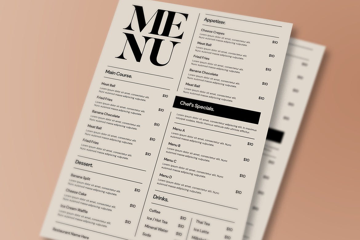简约风菜单版式设计模板 Simple Food menu插图(2)