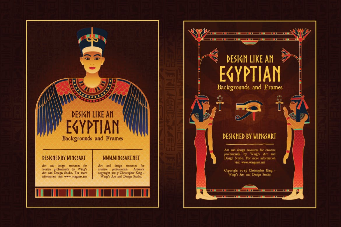 古埃及特色插画和复古海报设计模板 Egyptian Illustrations and Poster Templates插图(6)