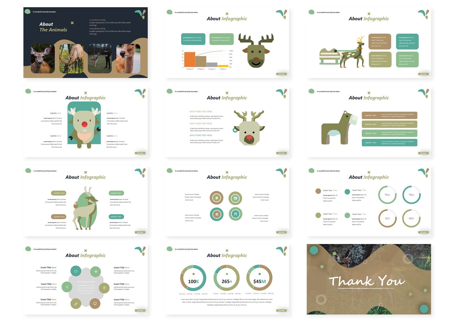 动物研究可爱风格儿童主题Keynote幻灯片模板 Anima Deer | Keynote Template插图(3)