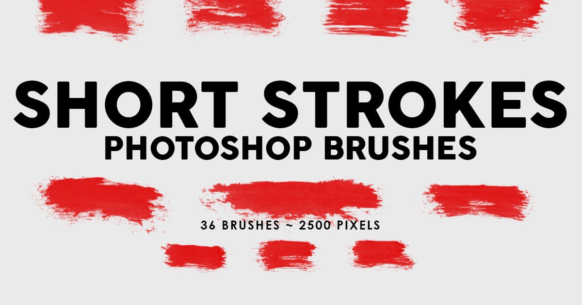 36个短画笔笔触图案PS印章笔刷素材合集 36 Short Ink Strokes Photoshop Stamp Brushes插图